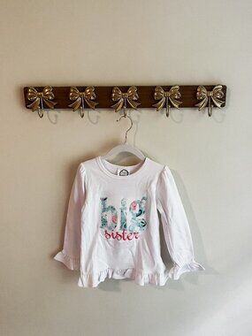 Blanks Boutique Girls 'Big Sister' Long Sleeve Ruffle Shirt Size 3T